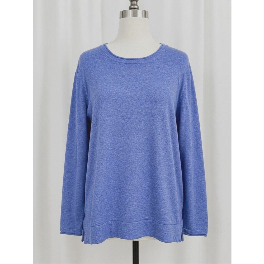 L.L. Bean Deep Periwinkle Cotton Cashmere Rolled Edged Pullover Casual Sweater